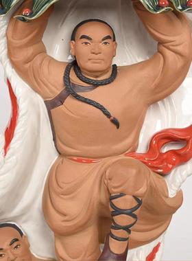 石湾公仔陶瓷舞狮创意黄飞鸿醒狮摆件书房客厅玄关中式现代家居