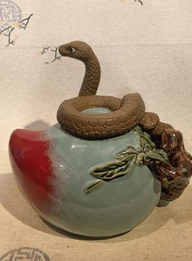 石湾公仔陶瓷宏图大展2025年生肖摆件书房客厅玄关中式现代家居