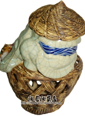 工艺渔翁石湾公仔中式风人物摆件