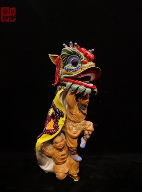 工艺黄飞鸿舞狮公仔石湾陶瓷