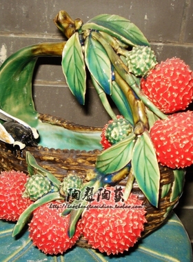 工艺荔枝陶瓷石湾公仔客厅摆件