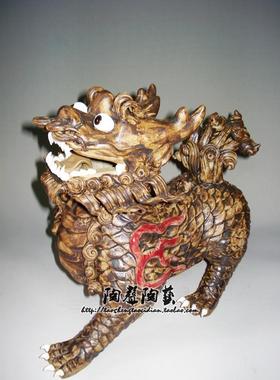 麒麟门口工艺石湾公仔阳台摆件