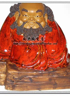 坐禅达摩佛像陶瓷中式博古架摆件