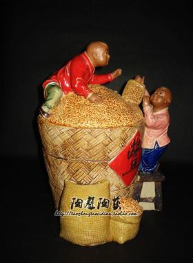 工艺丰收石湾公仔结婚送礼摆件