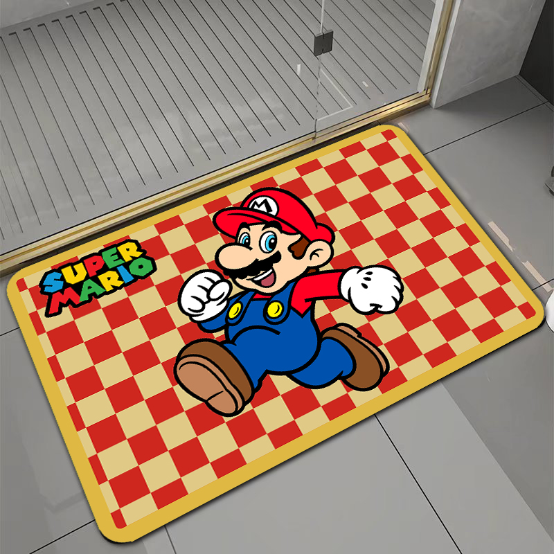 卡通超级玛丽马里奥浴室门口地垫卧室吸水防滑垫卫生间防摔地垫 - 图0