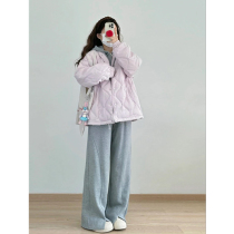 ootd salt tether sweatshirt wearing hitchhiking suit women winter small sub-gushed jacket broadlegged pants casual two-piece set