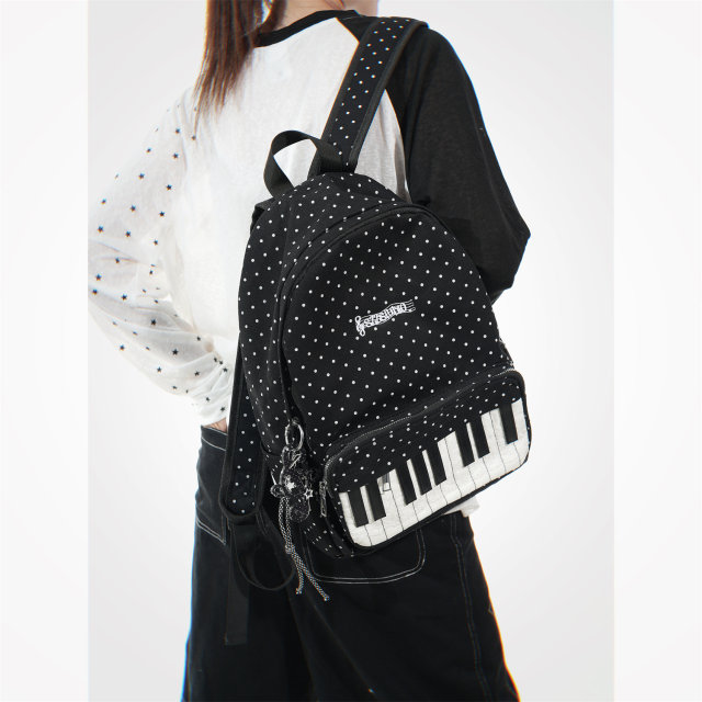 Uustudio niche original design piano key wavy point versatile light Yabi backpack large capacity student school bag trendy