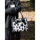Uustudio niche design tote bag for women plush checkerboard bow single shoulder large capacity bag trendy