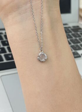 s925纯银白玉髓吊坠锁骨链不规则