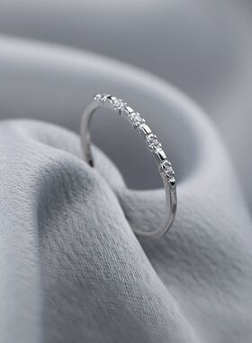 s925纯银排钻戒指简约女高级小众