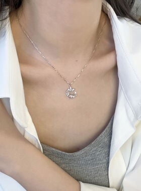 s925纯银蝴蝶花环项链女轻奢小众