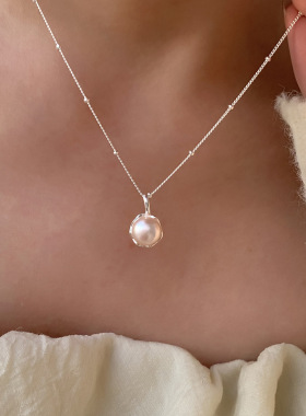 s925纯银不规则天然淡水珍珠项链