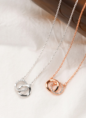 s925纯银不规则莫比乌斯双环项链