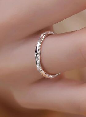 潘多拉的宝藏莫比乌斯环情侣戒指男女一对999纯银轻奢小众设计对