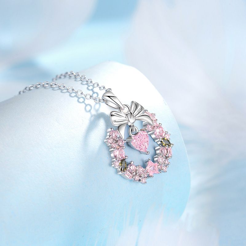 S925纯银爱之花环项链蝴蝶女小红书同款轻奢高级不掉色圣诞节礼物 - 图2