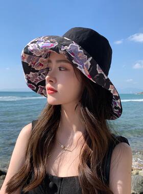 双面戴渔夫帽印花大沿春夏新款女
