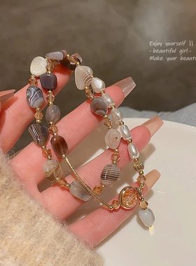 双层叠戴仿珍珠手链女2025新款