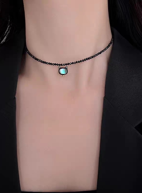 黑色贝壳小猫choker颈链