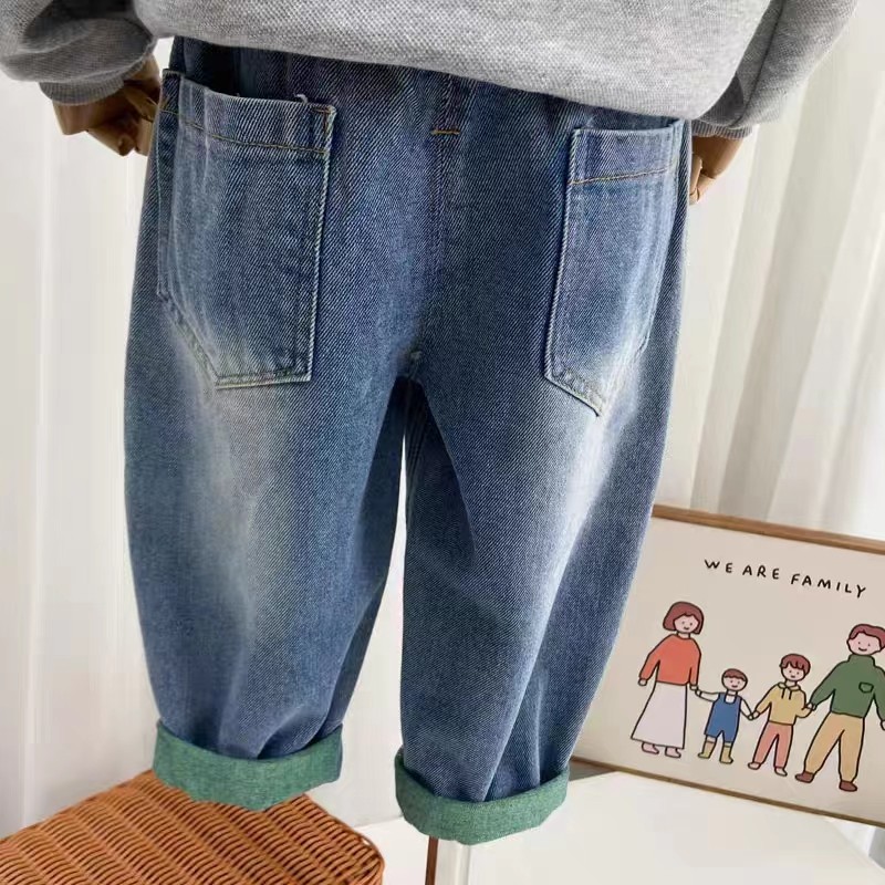 绿色破洞牛仔裤网红潮流新款童装儿童裤子男童女童休闲裤春秋长裤,淘宝优惠券,粉丝福利购,淘宝优惠卷