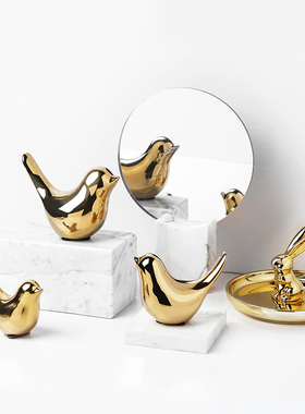 客厅金色轻奢风陶瓷样板房软装