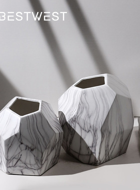 陶瓷北欧大理石纹抽象几何风花瓶