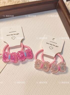 多巴胺闪粉蝴蝶结女童高弹发圈