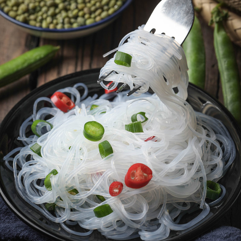 六六顺龙口粉丝100g*12袋箱装出口日本豌豆粉丝春雨绿凉拌粉丝-图2