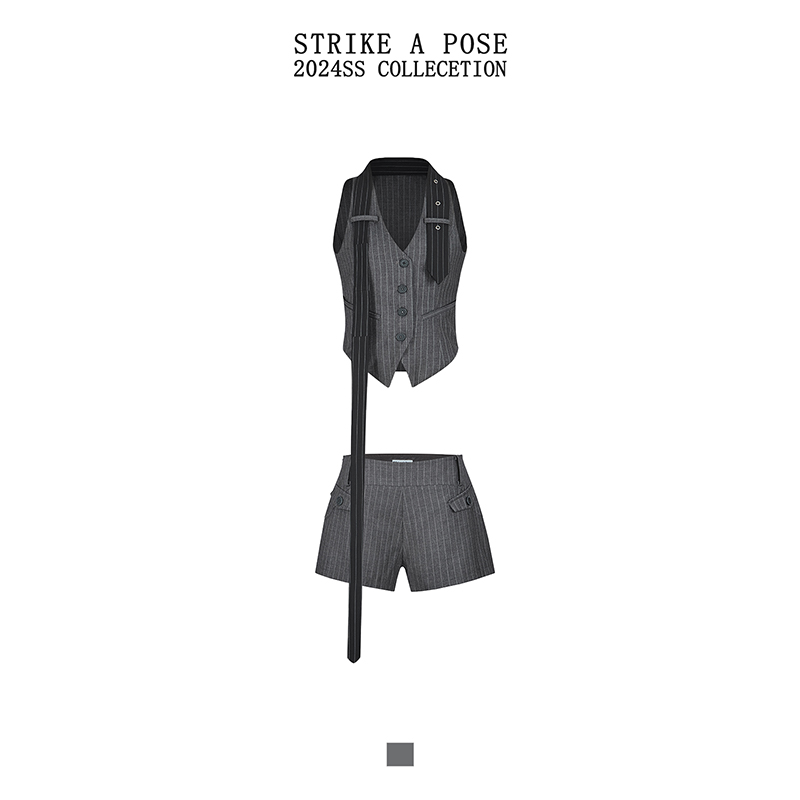 STRIKE A POSE西装马甲短裤套装都市辣妹时尚女魔头 - 图3