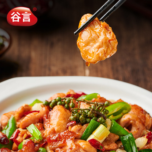 谷言鲜炒鸡510g家宴菜半成品方便速食鸡肉冷冻快手预制菜家庭装 - 图0