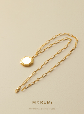 实心八边形项链坠/高端重工设计大气双面毛衣链轻奢个性时尚气质