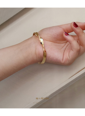 自制原创曲线18k高级极简女手镯