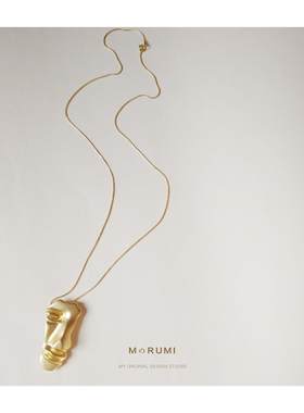 立体雕刻人像面具18K磨砂金色 小众设计轻奢长款项链毛衣链女