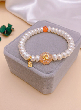 s925银天然珍珠手链吉祥葫芦手串