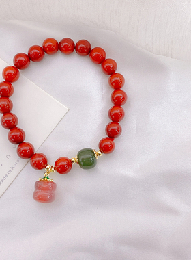 中国风南红手串柿柿如意手链女