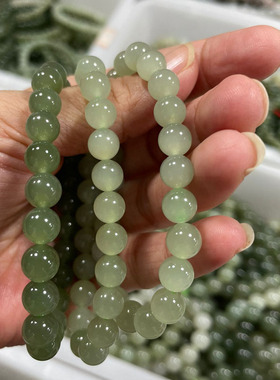 天然和田玉青海料晴水冰手链