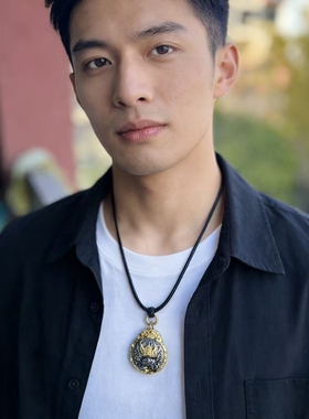 钛钢真皮八宝罗盘免绑项链绳