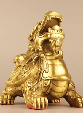 龙龟摆件铜龙头龟黄铜八卦金钱龟家居装饰客厅办公室摆设工艺品