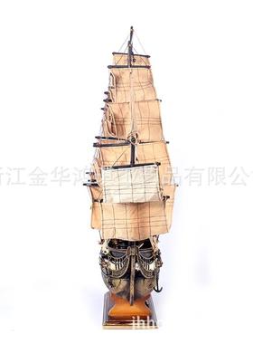 船模型摆件一帆风顺帆船摆件78cm木质仿古帆船模型桌面橱窗装饰摆
