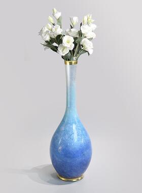 皇嘉熙品全铜花瓶摆件插花创意新中式轻奢软装饰品摆设黄铜工艺品