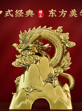 龙摆件十二生肖龙大号鎏金铜色沙金色树脂办公室工艺品礼
