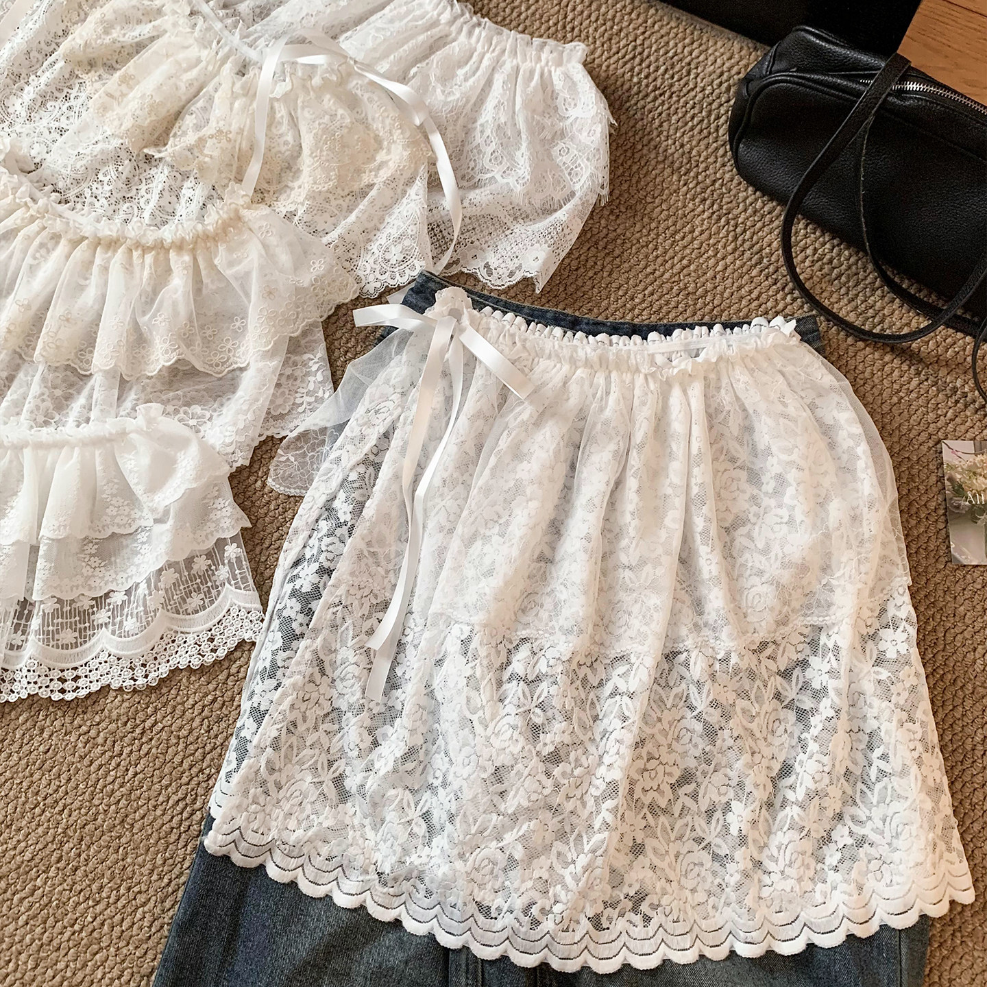 韩系长款蕾丝遮胯屁帘女春夏叠穿高级配牛仔裤子打底裙半身裙短裙,淘宝优惠券,粉丝福利购,淘宝优惠卷