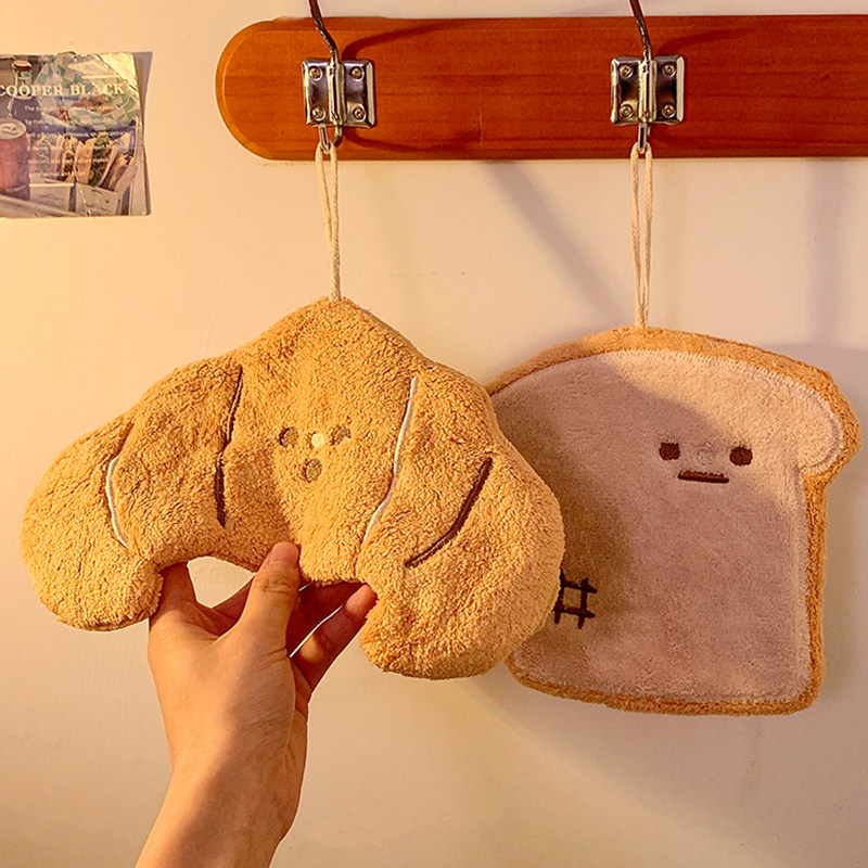 可爱吐司面包擦手巾挂式吸水毛巾卫生间手帕厨房珊瑚绒抹布,淘宝优惠券,粉丝福利购,淘宝优惠卷