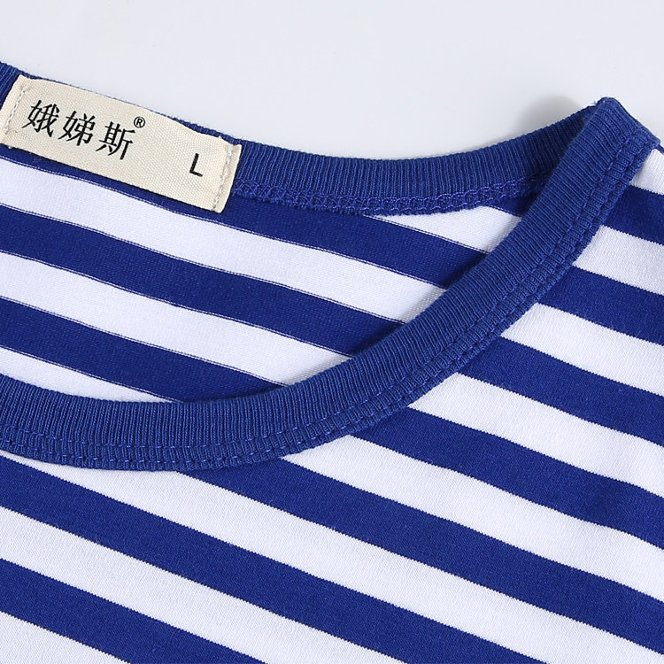 Domestic sea soul shirt men's long-sleeved T-shirt blue and white stripes middle-aged and elderly ribbed sleeves sweatshirt pure cotton bottoming shirt T