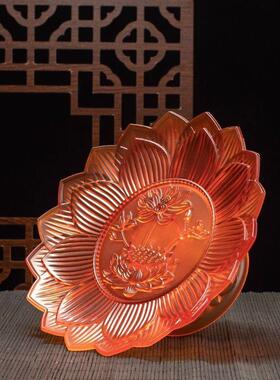 仿真琉璃佛台家用莲花形供奉果盘