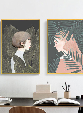 美女沙发背景墙简约现代风装饰画