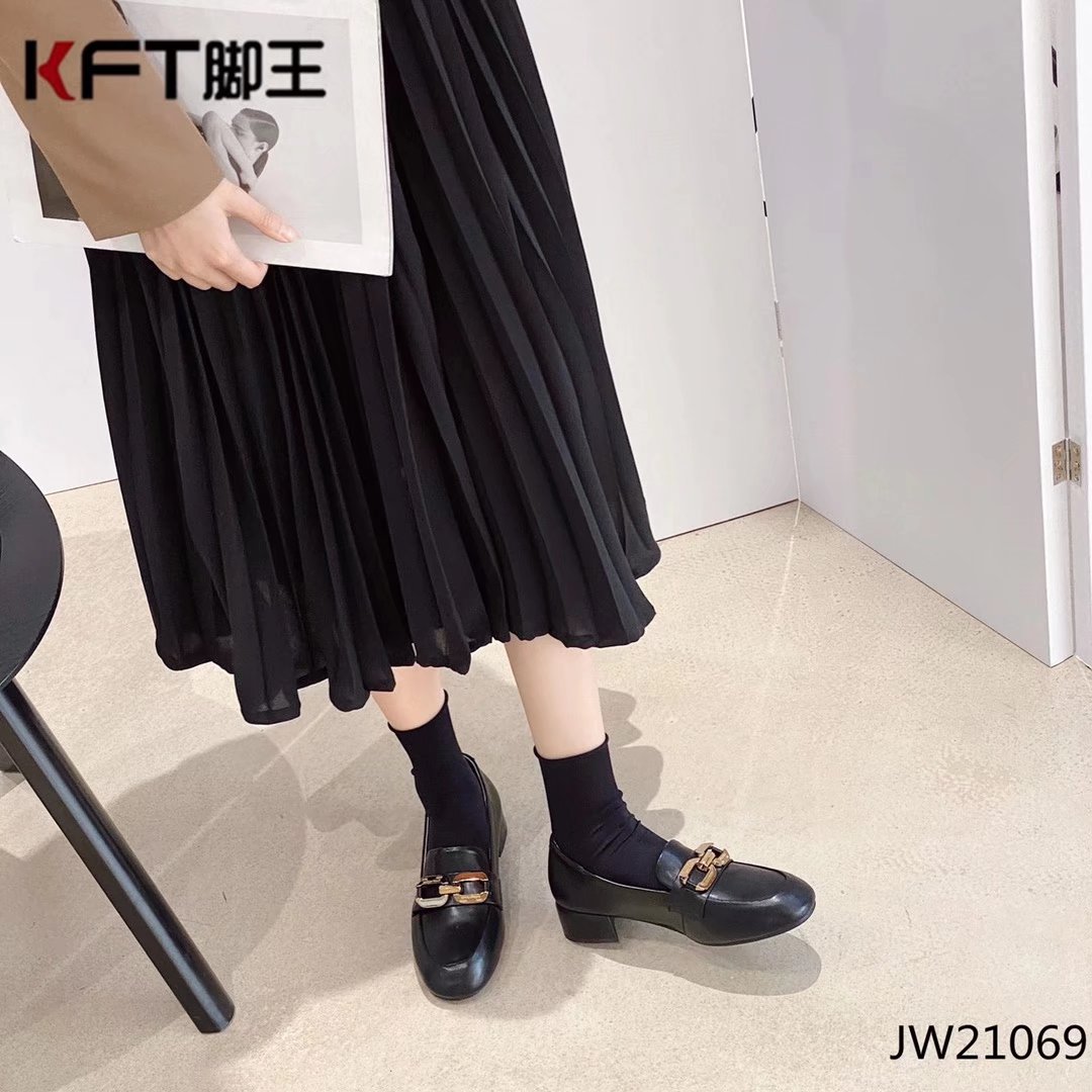 KFT脚王复古法式小皮鞋2022新款春季黑色厚底女鞋英伦风粗跟单鞋-图0