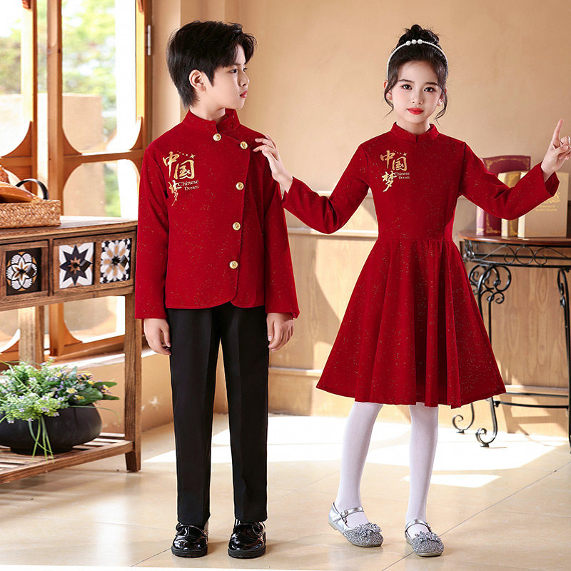 儿童大合唱演出服中小学生红歌男女童歌唱祖国诗歌朗诵比赛表演服 - 图3