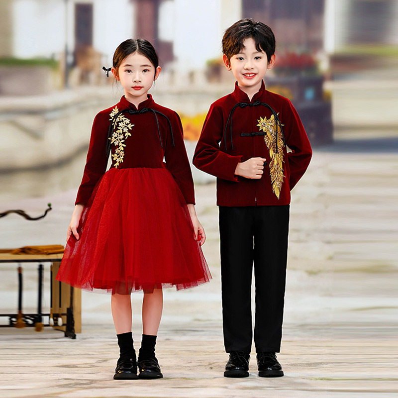 儿童演出服新中式演讲小学生大合唱团表演服国风男女童诗歌朗诵服,淘宝优惠券,粉丝福利购,淘宝优惠卷