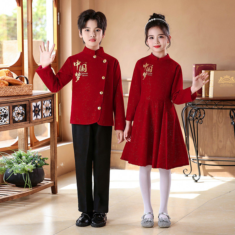 儿童大合唱演出服中小学生红歌男女童歌唱祖国诗歌朗诵比赛表演服 - 图2