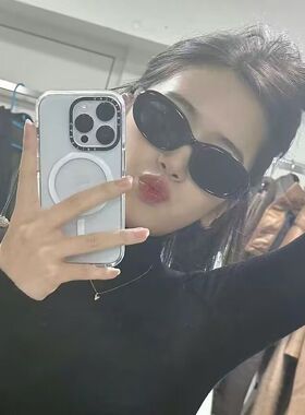 jennie墨镜女欧美街拍椭圆太阳镜